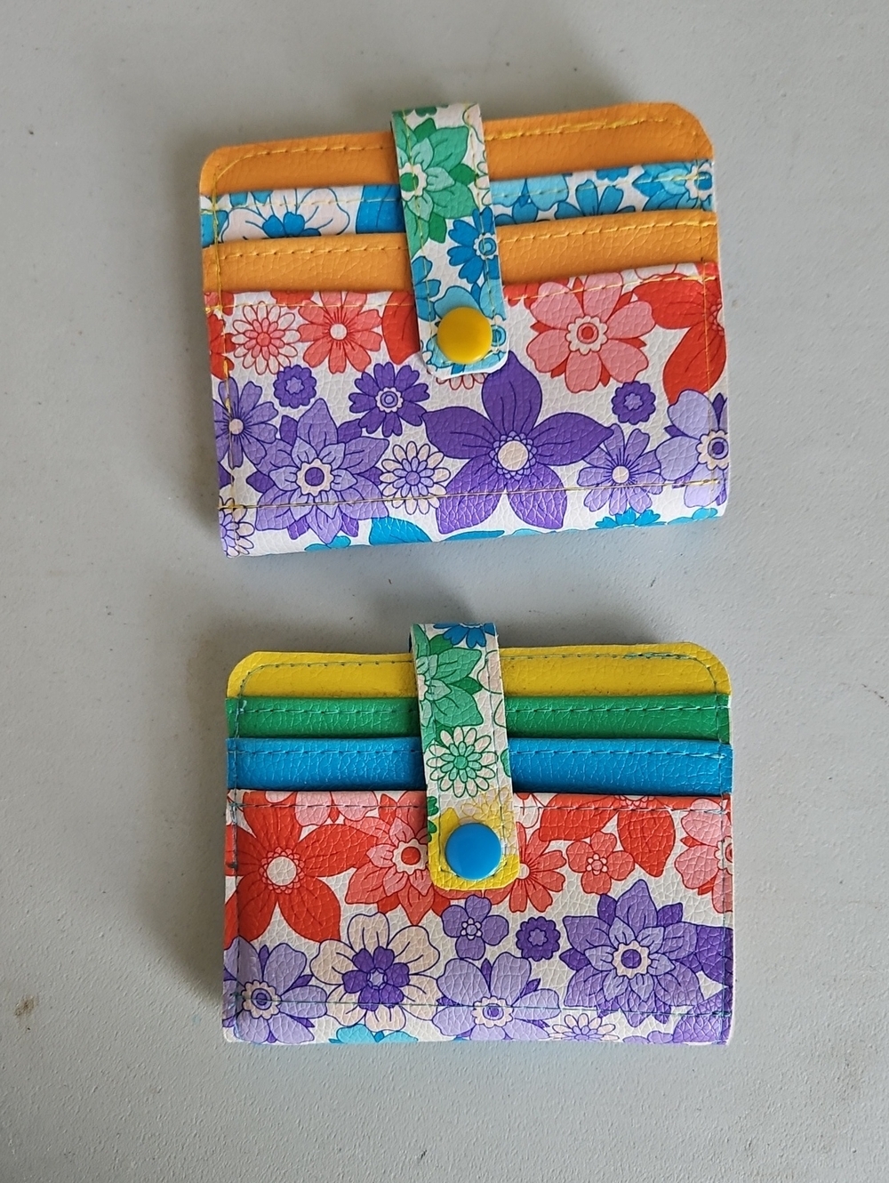 Floral Multi-Color Card Wallet - Yellow, Blue, Green, Purple